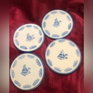 Set of 4 ceramic coasters nautical theme